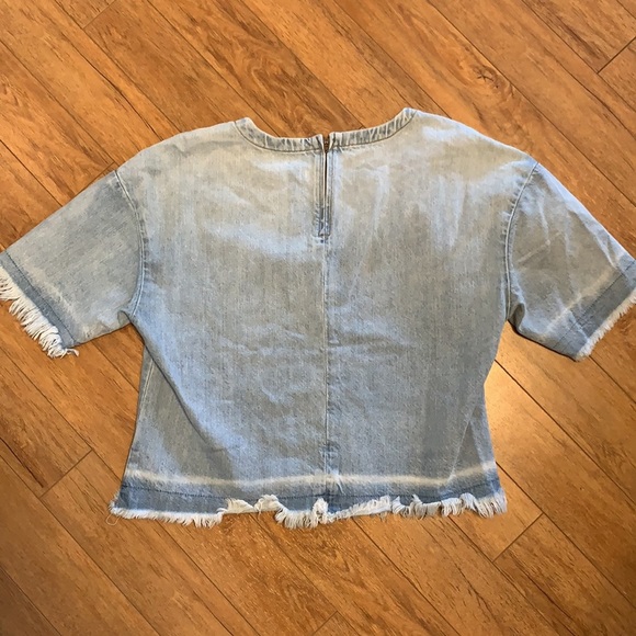 J Brand Dallas Frayed Denim Jean Short Sleeve Shirt - Size medium - Picture 4 of 6